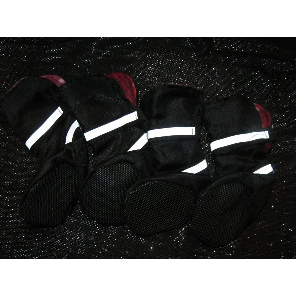 Top Paw Black Reflective Nylon Dog Booties All Weather waterproof fleece lined L
